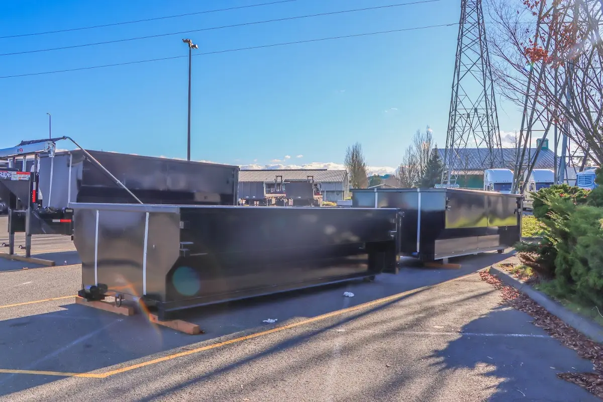 Roll-off dumpster ready for waste disposal at job site for Construction Dumpster Rental in Tice